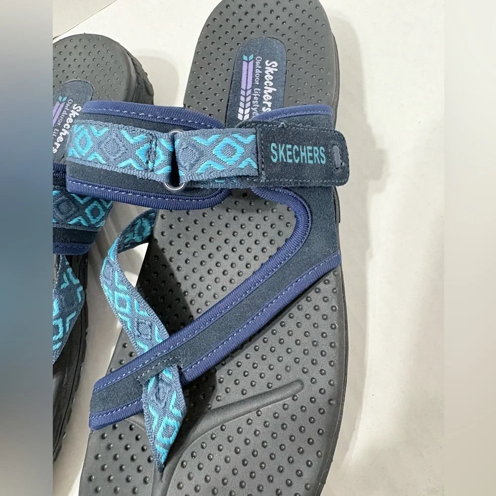 Skechers Reggae Trailway  Navy and Teal Flip-Flop Summer Sandals. Woman’s 11 - Picture 9 of 11